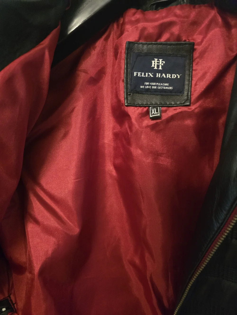 Black Quilted Puffer LEATHER Jacket with Red Trim